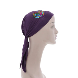 Colorful Sequin HeartChilds Pretied Headscarf