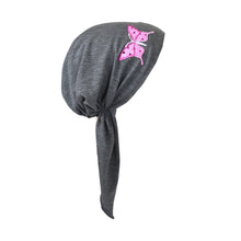 Load image into Gallery viewer, Sequin Butterfly Applique on Child&#39;s Pretied Head Scarf Cancer Cap