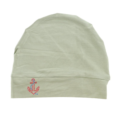 Chemo Beanie Sleep Cap with Red Stud Anchor Applique