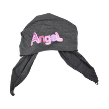 Load image into Gallery viewer, Pink Angel Applique on Child&#39;s Pretied Head Scarf Cancer Cap