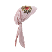 Load image into Gallery viewer, Landana Headscarves Pretied with Large Gold &amp; Red Flower