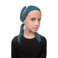 Load image into Gallery viewer, Kite Applique on Child&#39;s Pretied Head Scarf Cancer Cap