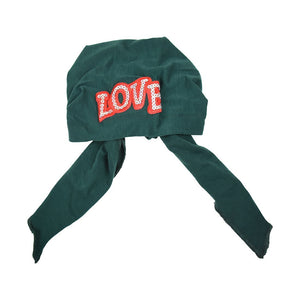 Sequin Love Applique on Child's Pretied Head Scarf Cancer Cap