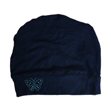 Load image into Gallery viewer, Landana Headscarves Blue Stud Butterfly Chemo Sleep Cap Beanie