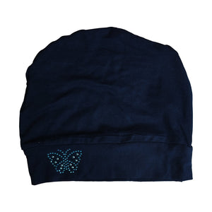 Landana Headscarves Blue Stud Butterfly Chemo Sleep Cap Beanie