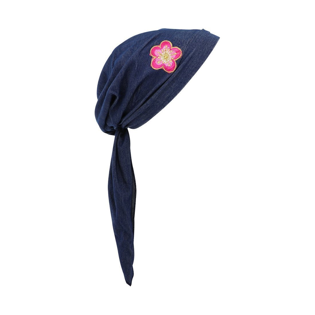 Pretied Headscarf Chemo Cap Modesty Scarf with Pink and Gold Flower