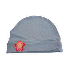 Load image into Gallery viewer, Landana Headscarves Chemo Beanie Sleep Cap with Pink and Gold Flower