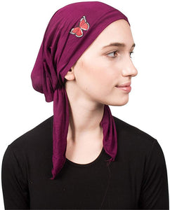 Pre Tied Chemo Head Scarf Bandana Headwear - Red Butterfly