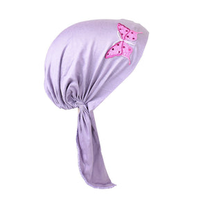 Sequin Butterfly Applique on Child's Pretied Head Scarf Cancer Cap