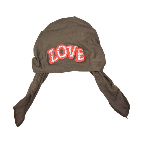 Sequin Love Applique on Child's Pretied Head Scarf Cancer Cap