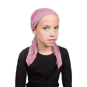 Sequin Butterfly Applique on Child's Pretied Head Scarf Cancer Cap