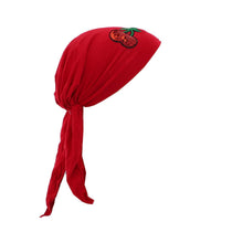 Load image into Gallery viewer, Sequin Cherries Applique on Child&#39;s Pretied Head Scarf Cancer Cap