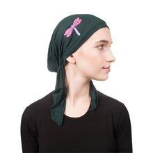 Load image into Gallery viewer, Pretied Head Scarf Sequin Dragonfly Modesty Chemo Cap