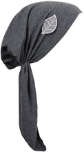 Load image into Gallery viewer, Pretied Head Scarf with Grey Leaf Chemo Cap Headwear