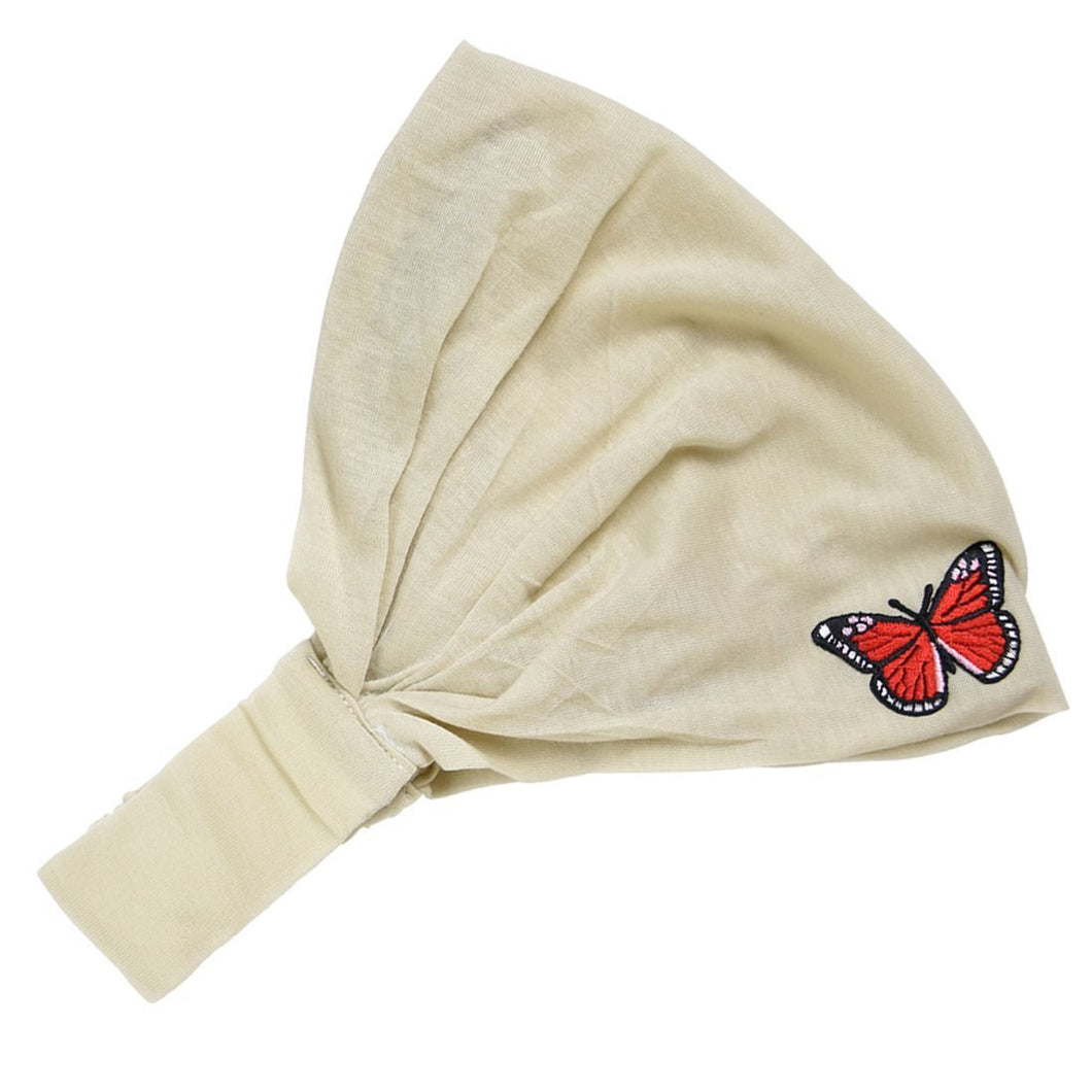 Head Wrap with Red Butterfly Applique