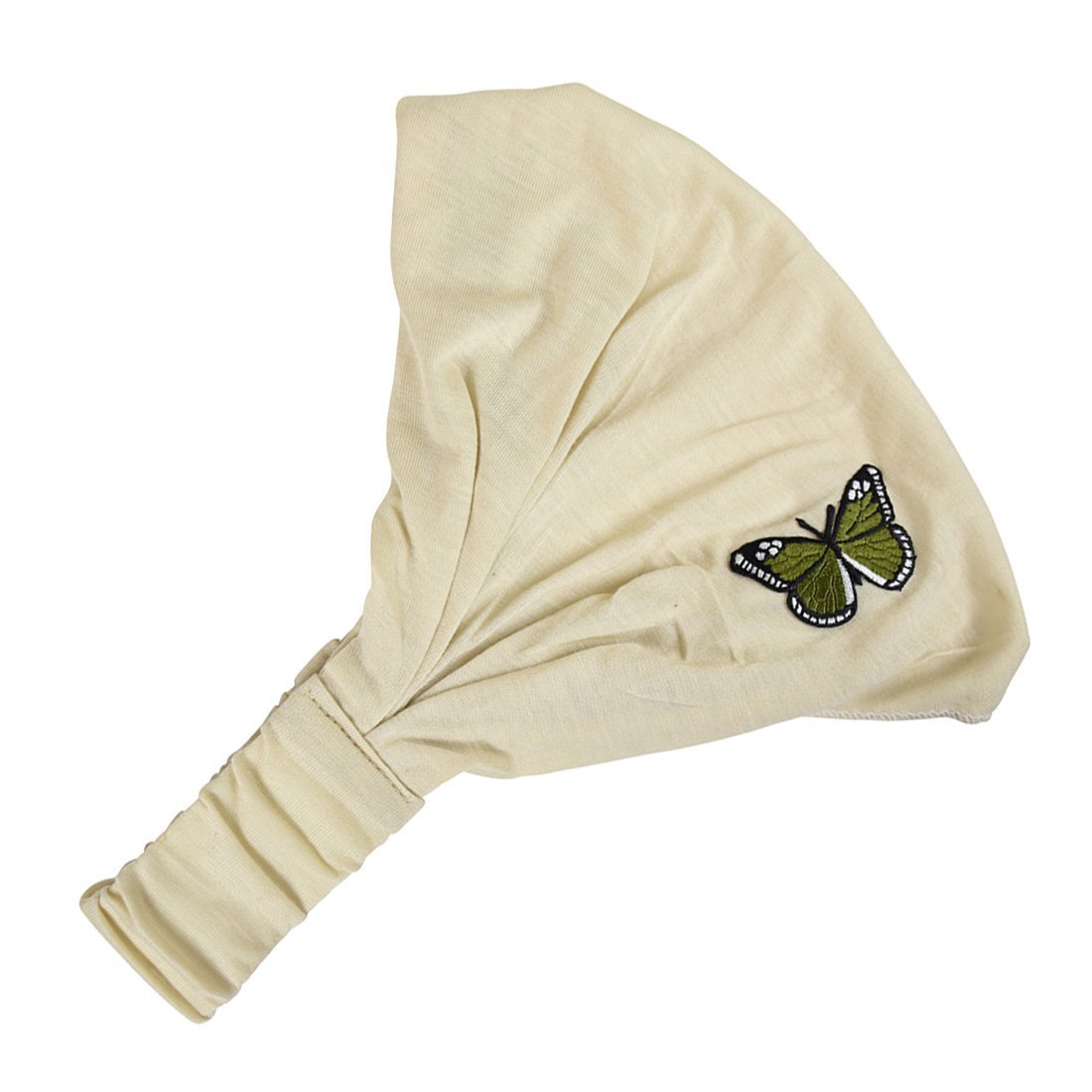 Head Wrap with Green Butterfly Applique