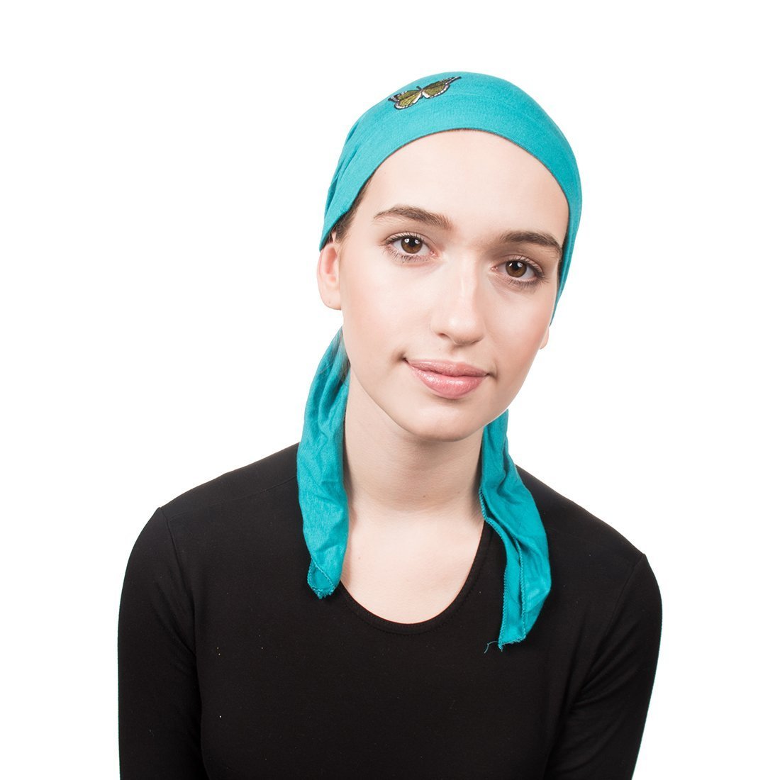 Pre Tied Head Scarf Bandana Headwear Green Butterfly