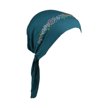 Load image into Gallery viewer, Pretied Headscarf Chemo Cap Modesty with Rhinestone Floral Band