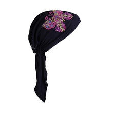 Load image into Gallery viewer, Kids Pretied Head Scarf with Bright Neon Butterfly Studs