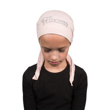 Load image into Gallery viewer, Princess Applique on Child&#39;s Pretied Head Scarf Cancer Cap