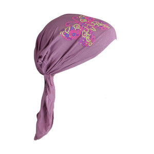 Kids Pretied Head Scarf with Bright Neon Butterfly Studs