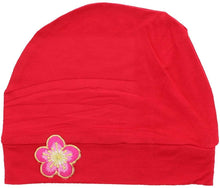 Load image into Gallery viewer, Landana Headscarves Chemo Beanie Sleep Cap with Pink and Gold Flower