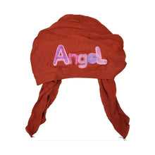 Load image into Gallery viewer, Pink Angel Applique on Child&#39;s Pretied Head Scarf Cancer Cap