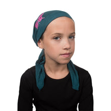 Load image into Gallery viewer, Sequin Butterfly Applique on Child&#39;s Pretied Head Scarf Cancer Cap