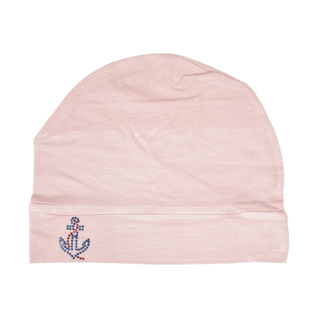 Soft Ladies Sleep Cap Comfy Cancer Hat with Rhinestone Anchor