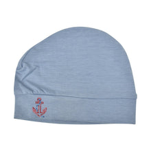 Load image into Gallery viewer, Chemo Beanie Sleep Cap with Red Stud Anchor Applique