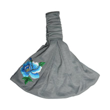 Load image into Gallery viewer, Cotton Headwrap with Blue Flower with Leaves