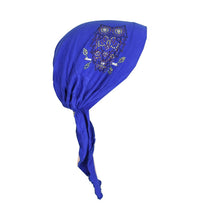 Load image into Gallery viewer, Owl Applique on Child&#39;s Pretied Head Scarf Cancer Cap