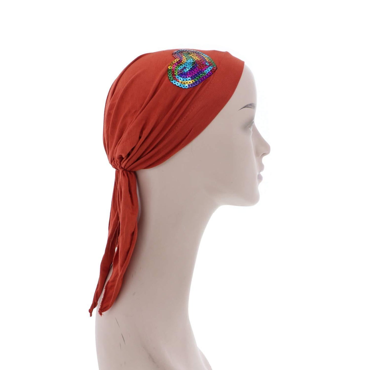 Colorful Sequin HeartChilds Pretied Headscarf