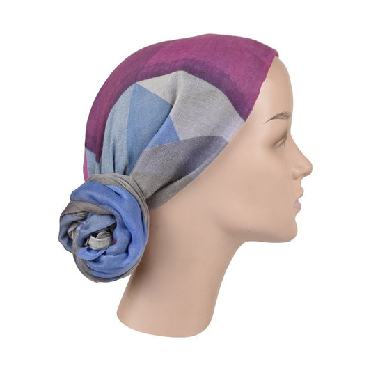 Tichel Watercolor Geometric Cancer Headscarf Head Wrap