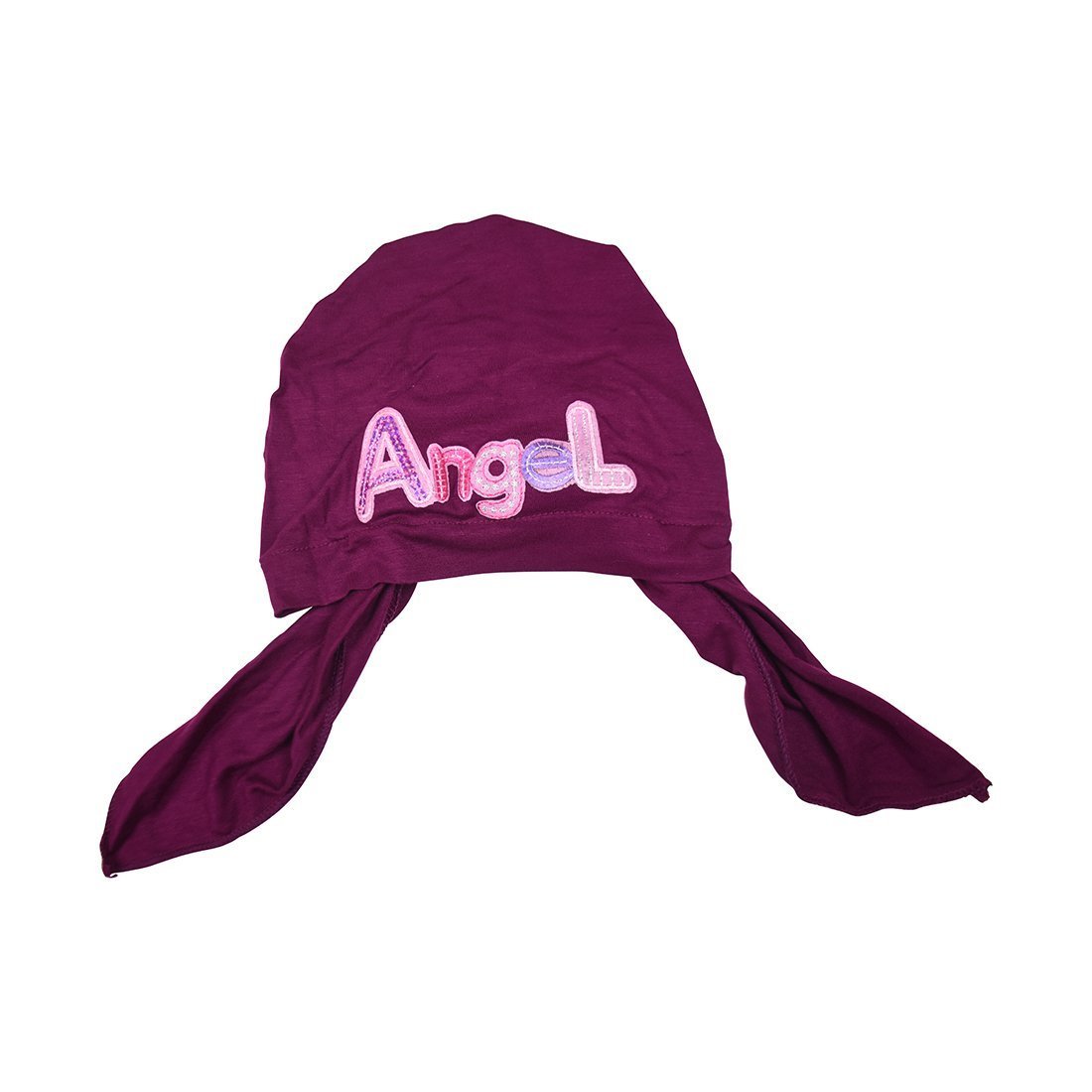 Pink Angel Applique on Child's Pretied Head Scarf Cancer Cap