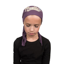 Load image into Gallery viewer, Sequin Pretty Applique on Child&#39;s Pretied Head Scarf Cancer Cap