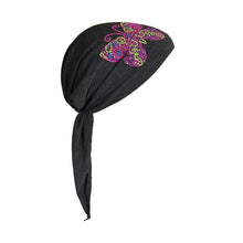 Load image into Gallery viewer, Kids Pretied Head Scarf with Bright Neon Butterfly Studs