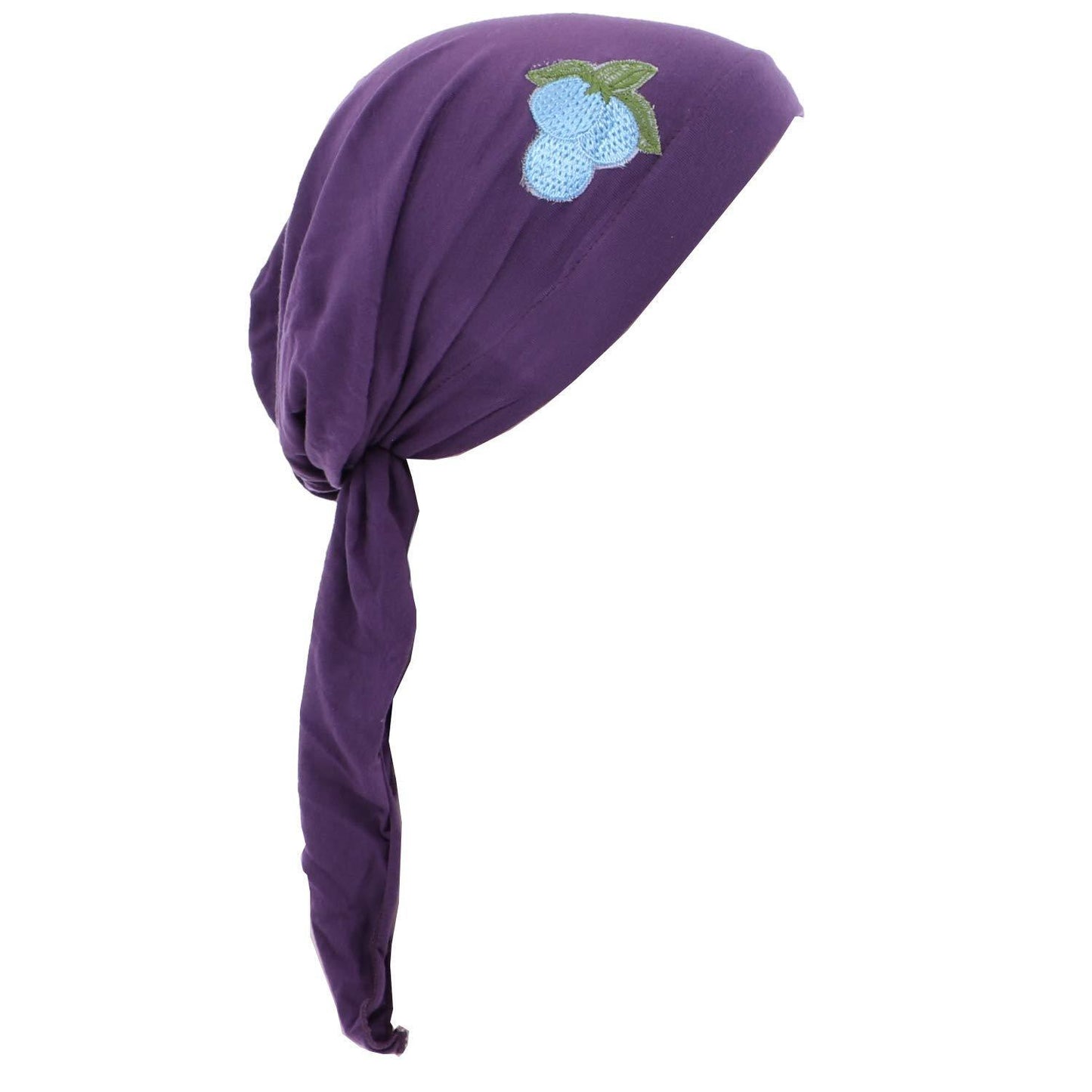 Pretied Headscarf Chemo Cap Modesty with Grape Cluster Applique