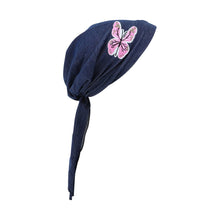 Load image into Gallery viewer, Pre Tied Headscarf Chemo Cap Headwear with Pink Butterfly