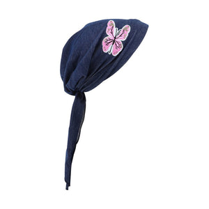 Pre Tied Headscarf Chemo Cap Headwear with Pink Butterfly