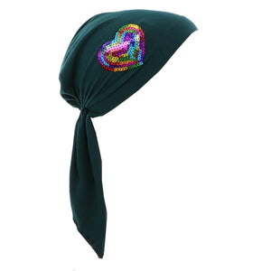 Colorful Sequin HeartChilds Pretied Headscarf