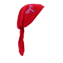 Load image into Gallery viewer, Pretied Head Scarf Sequin Dragonfly Modesty Chemo Cap