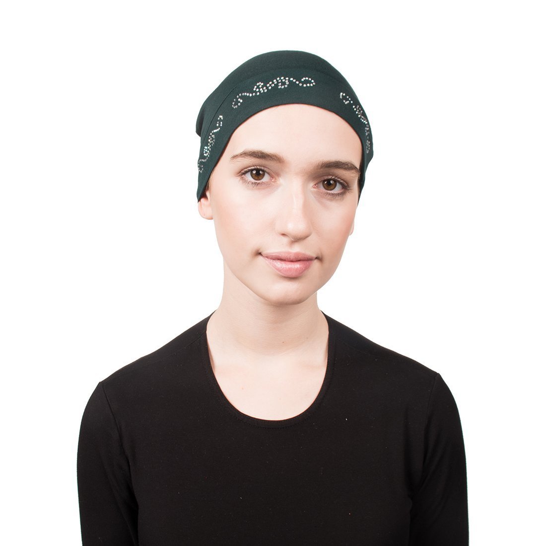 Landana Headscarves Womens Soft Sleep Cap Comfy Cancer Hat with Rhinestone Swirly Chain Applique