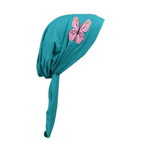 Load image into Gallery viewer, Pre Tied Headscarf Chemo Cap Headwear with Pink Butterfly