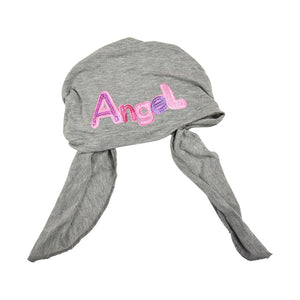 Pink Angel Applique on Child's Pretied Head Scarf Cancer Cap