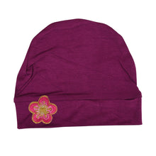 Load image into Gallery viewer, Landana Headscarves Chemo Beanie Sleep Cap with Pink and Gold Flower