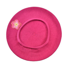 Load image into Gallery viewer, Pink and Gold Flower Applique on Cotton Beret Womens Head Cover - Blue