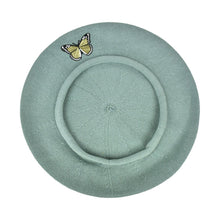 Load image into Gallery viewer, Green Butterfly on Beret for Women 100% Cotton-Green