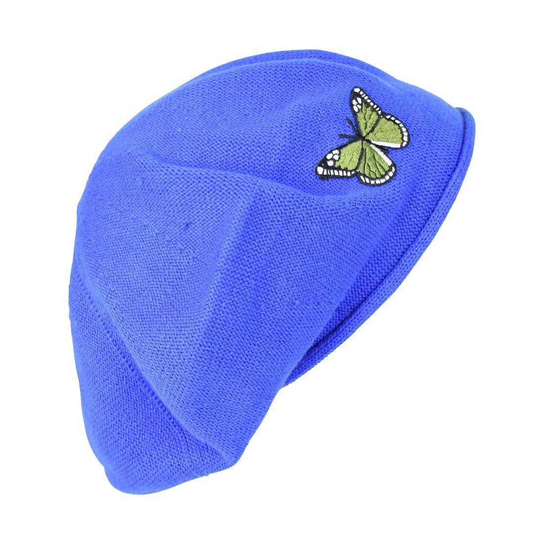 Green Butterfly on Beret for Women 100% Cotton-Green