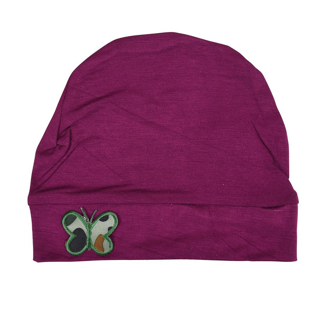 Soft Chemo Cap Cancer Beanie with Green Camo Butterfly